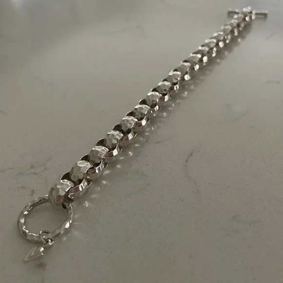 Silpada Hammered Sterling Silver Rolo Link Bracelet B1610 - Picture 7 of 11